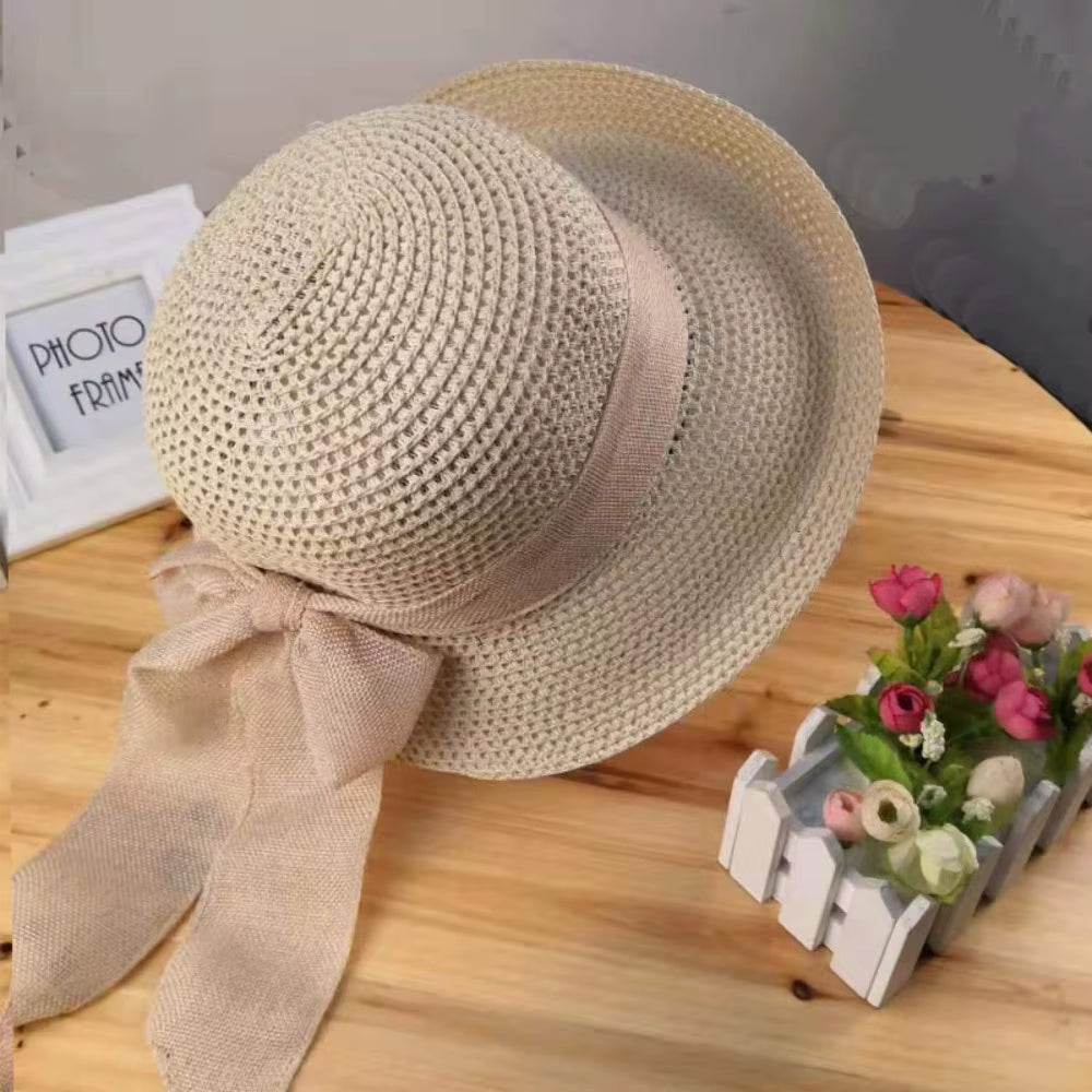 Women'S Summer Hat Beach Outing Sun Hat Straw Hat Foldable Straw Hat Woman Travel Female Vacation UV Protection Visor Hat