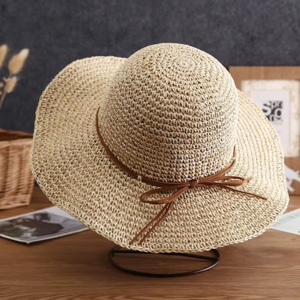 Women'S Summer Hat Beach Outing Sun Hat Straw Hat Foldable Straw Hat Woman Travel Female Vacation UV Protection Visor Hat