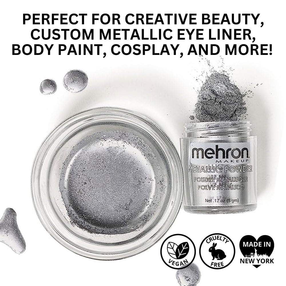 Makeup Metallic Powder (.17 Oz) with Mixing Liquid (1 Oz) (Silver)