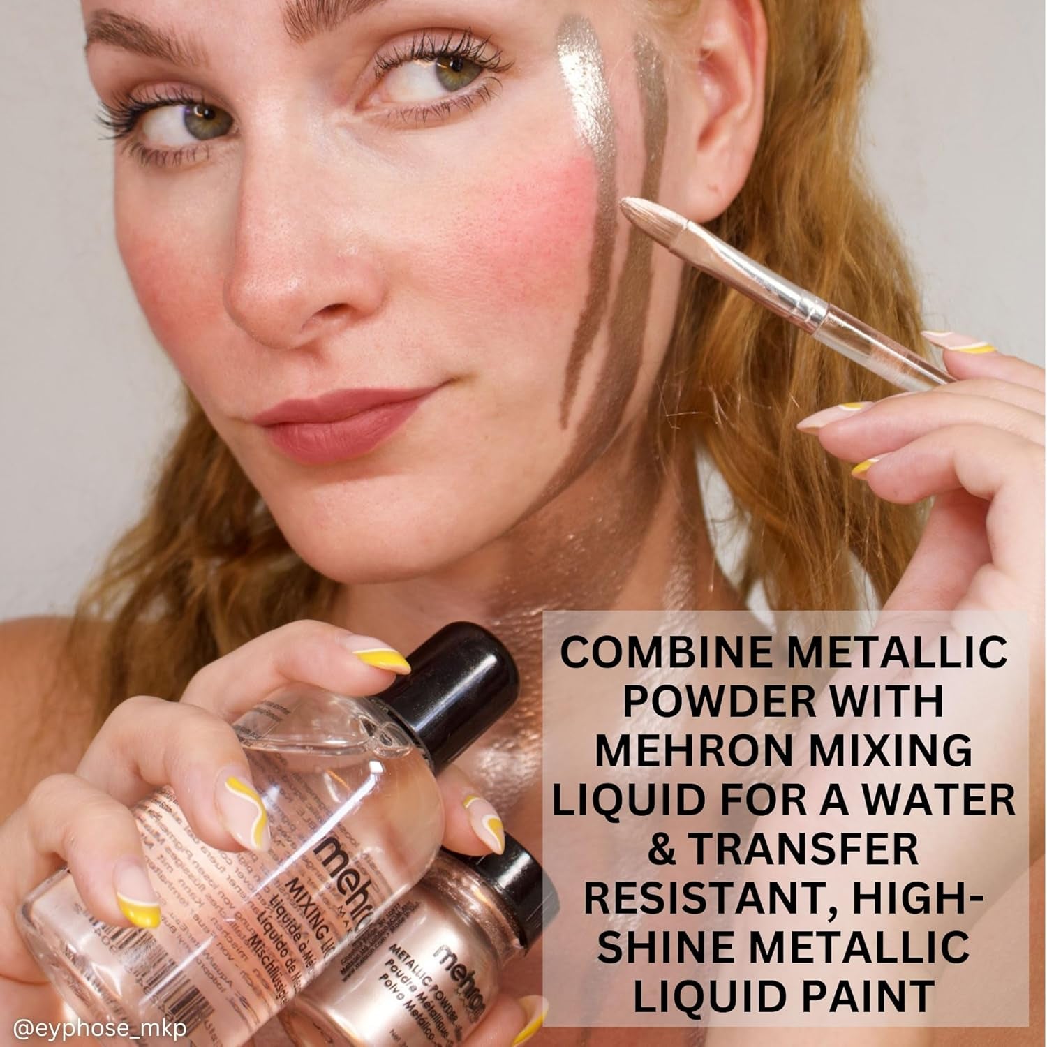 Makeup Metallic Powder (.17 Oz) with Mixing Liquid (1 Oz) (Silver)