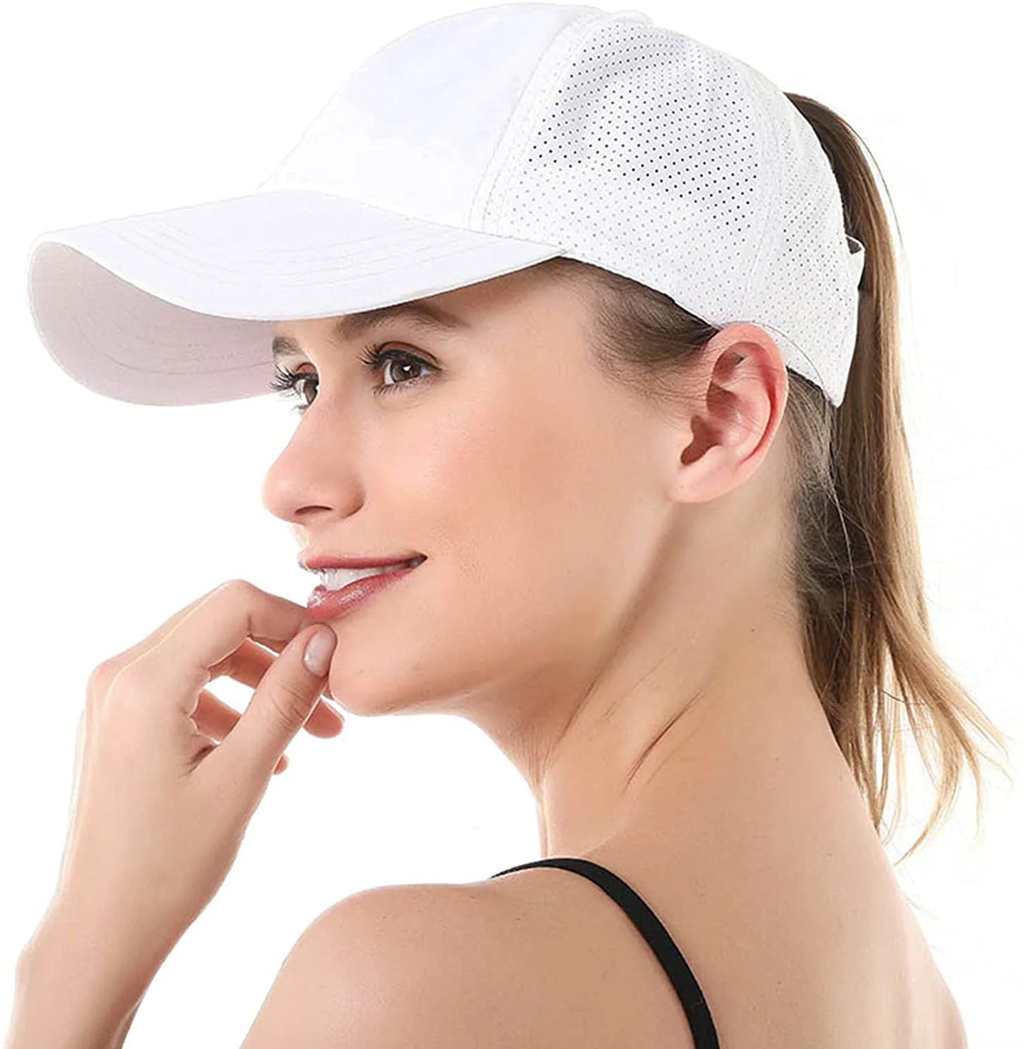 Women Female Criss Cross Ponytail Baseball Cap Adjustable High Messy Bun Ponycap Trucker Hats Quick Drying Mesh Dad Hat for Outdoor Sports Travel Black