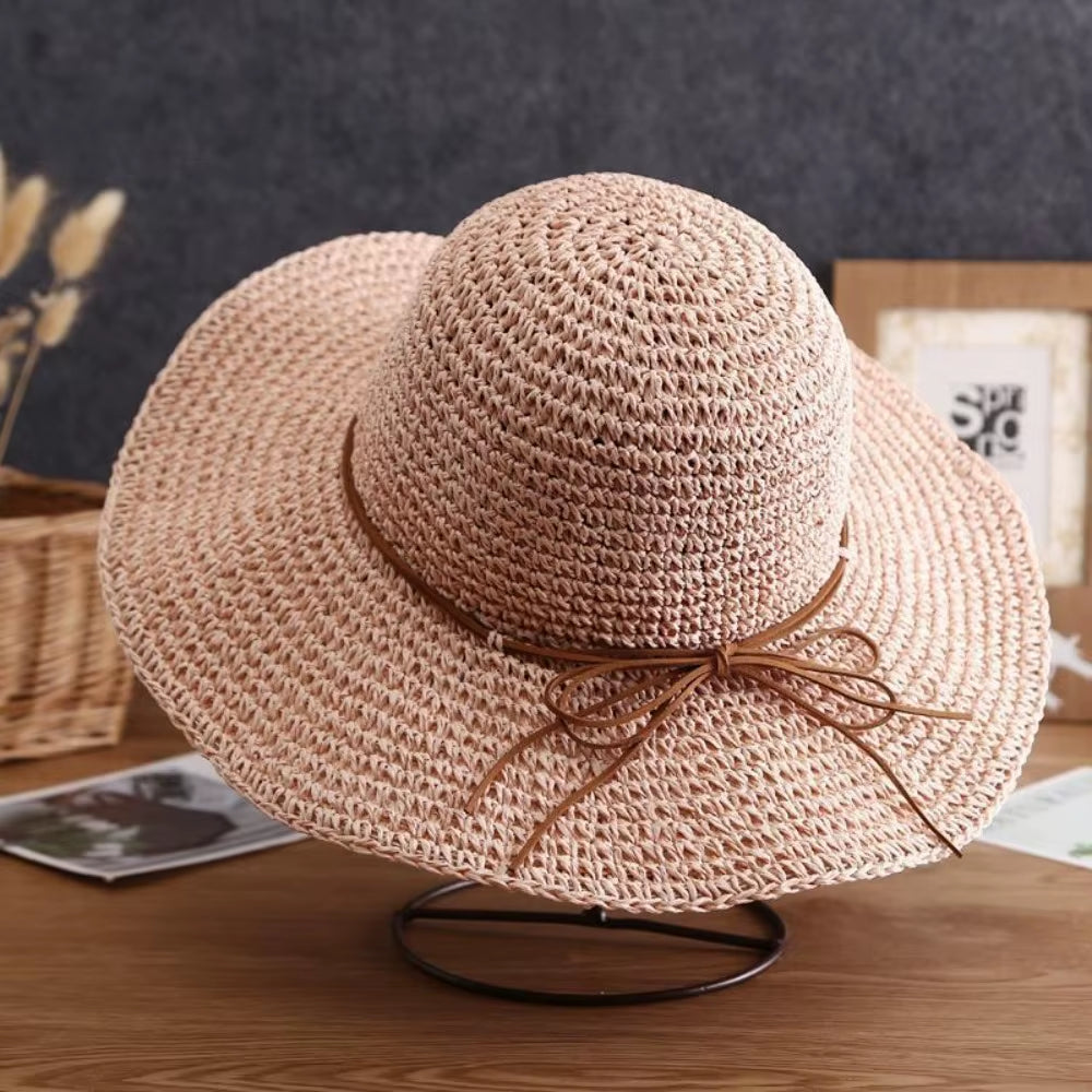 Women'S Summer Hat Beach Outing Sun Hat Straw Hat Foldable Straw Hat Woman Travel Female Vacation UV Protection Visor Hat