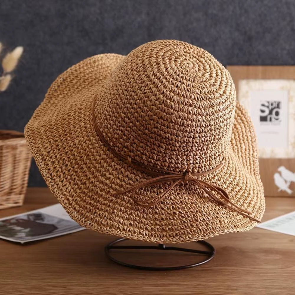 Women'S Summer Hat Beach Outing Sun Hat Straw Hat Foldable Straw Hat Woman Travel Female Vacation UV Protection Visor Hat